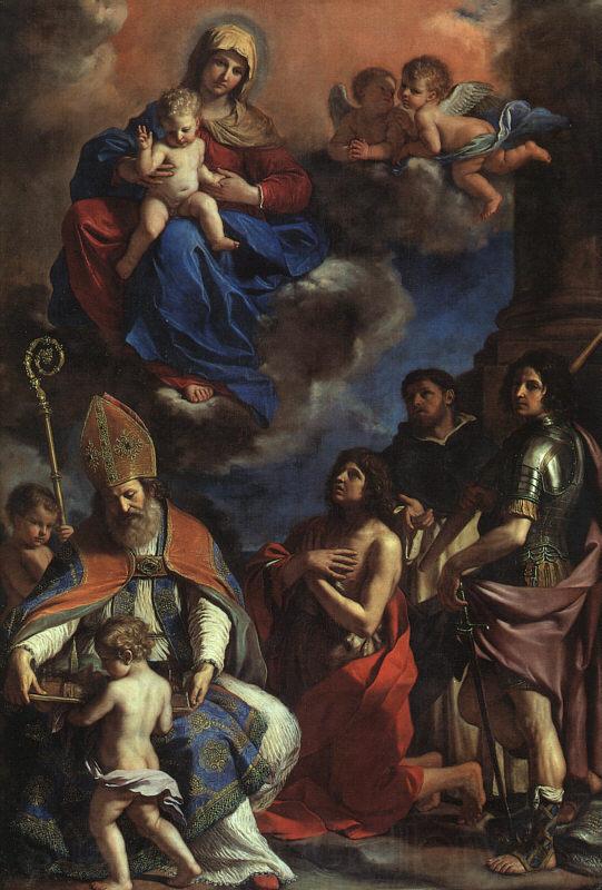  Giovanni Francesco  Guercino Virgin and Child with the Patron Saints of Modena Norge oil painting art